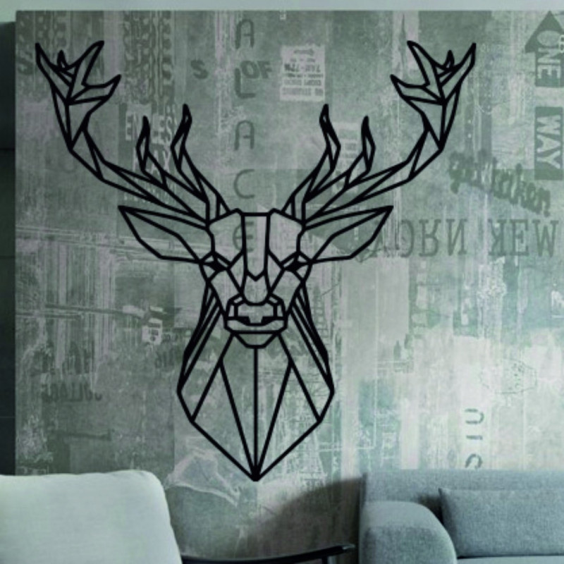 STYLESA rzeźbiony drewniany obraz jeleń PR0232 czarny