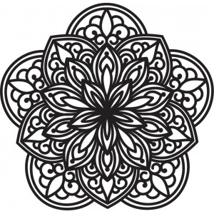 Kwiat Rzeźbiony Mandala Drewniana Sklejka Obraz Ścienny 2