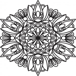 Rzeźbiona mandala malowana na drewnie na sklejce, ściana różana 2