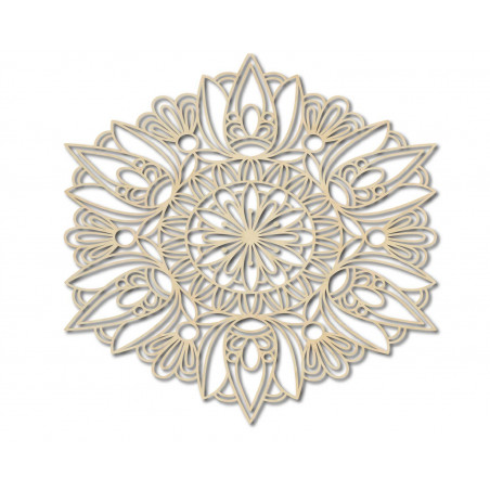 Rzeźbiona mandala malowana na drewnie na sklejce, ściana różana Rzeźbiona mandala malowana na drewnie na sklejce, ściana różana