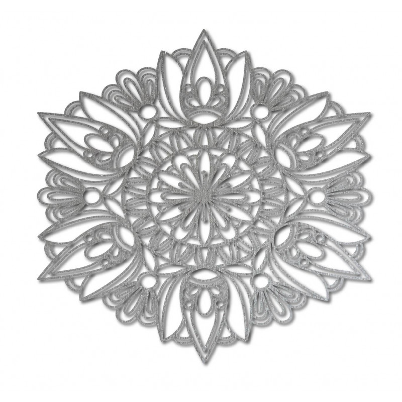 Rzeźbiona mandala malowana na drewnie na sklejce, ściana różana