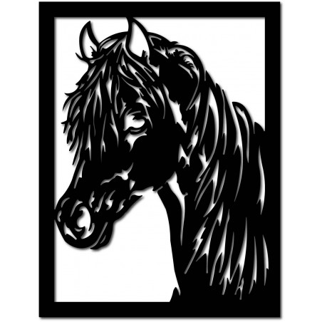 Rzeźbiony drewniany obraz głowy konia ze sklejki na ścianę