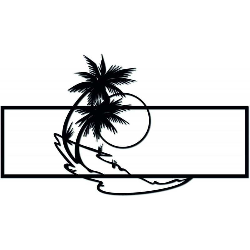 Drewniany panel dekoracyjny z palmami i...