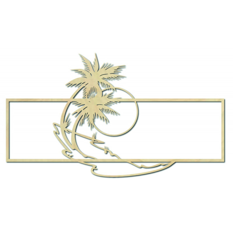 Drewniany panel dekoracyjny z palmami i...