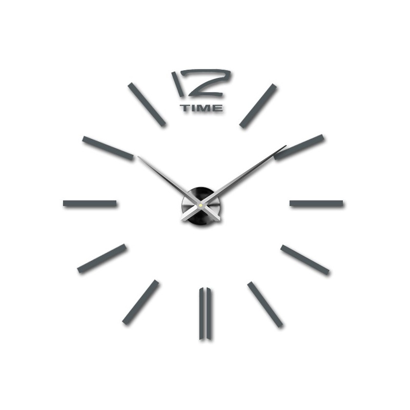 Nowoczesny zegar z godziną dwunastą i stylowym napisem TIME poniżej.