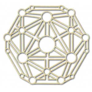 Geometryczne malowanie na ścianie drewnianej sklejki 2